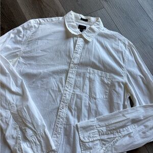 J. Crew White Casual Button Down Shirt with Traditional Collar